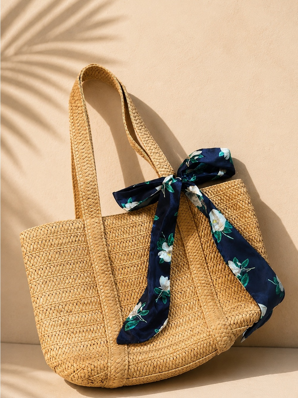 Draper James Woven Straw Tote Bag w/ Floral Scarf Bow Accent 🌿